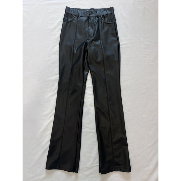 Zara Pants - Zara Women's Black Faux Leather High Waisted Ankle Zip Pants Size Small